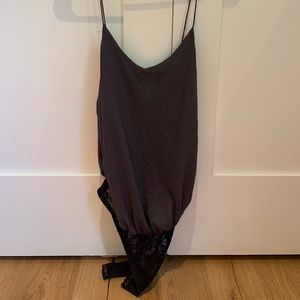 Free people grey satin bodysuit